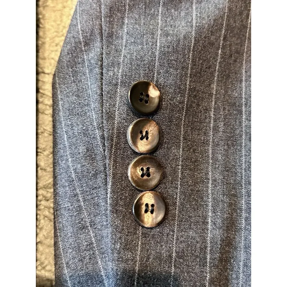 Brooks Brothers Estithia JB Conte Women Sz 2 Gray Pinstripe Wool 1 Button Blazer